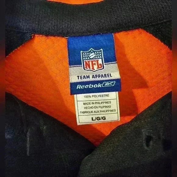 Reebok Chicago Bears Poly Polo Shirt Navy Blue & Orange Embroidered Size L - Picture 3 of 5